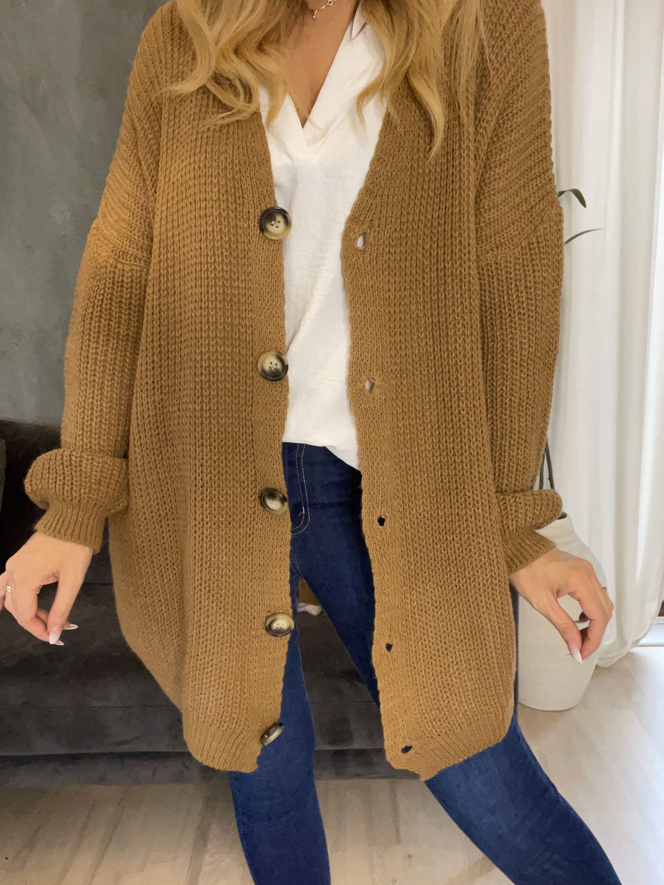 Millymy - Strikcardigan med store knapper